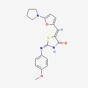 molecular formula C19H19N3O3S B13378025 (5Z)-2-(4-methoxyanilino)-5-[(5-pyrrolidin-1-ylfuran-2-yl)methylidene]-1,3-thiazol-4-one 