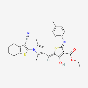 molecular formula C30H29N3O3S2 B13378073 ethyl (5Z)-5-[[1-(3-cyano-4,5,6,7-tetrahydro-1-benzothiophen-2-yl)-2,5-dimethylpyrrol-3-yl]methylidene]-2-(4-methylanilino)-4-oxothiophene-3-carboxylate 