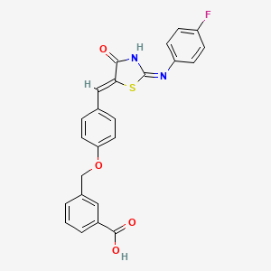 molecular formula C24H17FN2O4S B13378220 3-[[4-[(Z)-[2-(4-fluoroanilino)-4-oxo-1,3-thiazol-5-ylidene]methyl]phenoxy]methyl]benzoic acid 