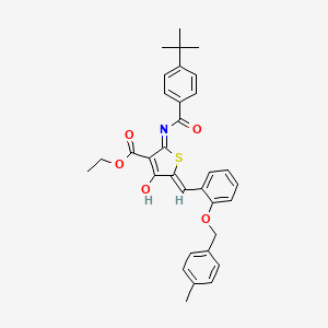 molecular formula C33H33NO5S B13378482 ethyl (5Z)-2-[(4-tert-butylbenzoyl)amino]-5-[[2-[(4-methylphenyl)methoxy]phenyl]methylidene]-4-oxothiophene-3-carboxylate 