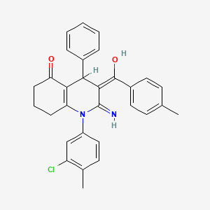 molecular formula C30H27ClN2O2 B13378531 2-Amino-1-(3-chloro-4-methylphenyl)-3-(4-methylbenzoyl)-4-phenyl-4,6,7,8-tetrahydroquinolin-5-one 