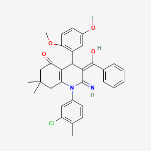 molecular formula C33H33ClN2O4 B13378720 2-amino-3-benzoyl-1-(3-chloro-4-methylphenyl)-4-(2,5-dimethoxyphenyl)-7,7-dimethyl-6,8-dihydro-4H-quinolin-5-one 