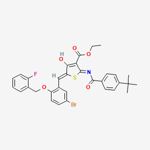 molecular formula C32H29BrFNO5S B13378833 ethyl (5Z)-5-[[5-bromo-2-[(2-fluorophenyl)methoxy]phenyl]methylidene]-2-[(4-tert-butylbenzoyl)amino]-4-oxothiophene-3-carboxylate 