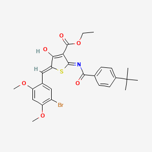 molecular formula C27H28BrNO6S B13378853 ethyl (5Z)-5-[(5-bromo-2,4-dimethoxyphenyl)methylidene]-2-[(4-tert-butylbenzoyl)amino]-4-oxothiophene-3-carboxylate 