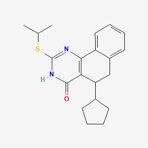 molecular formula C20H24N2OS B13378927 5-cyclopentyl-2-propan-2-ylsulfanyl-5,6-dihydro-1H-benzo[h]quinazolin-4-one 