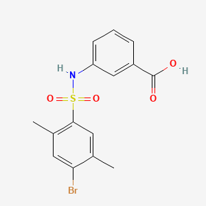 molecular formula C15H14BrNO4S B13379033 3-(4-Bromo-2,5-dimethylbenzenesulfonamido)benzoic acid 