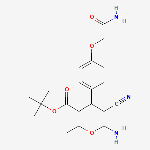 molecular formula C20H23N3O5 B13379106 tert-butyl 6-amino-4-[4-(2-amino-2-oxoethoxy)phenyl]-5-cyano-2-methyl-4H-pyran-3-carboxylate 