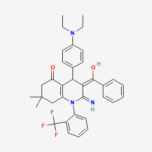 molecular formula C35H36F3N3O2 B13379108 2-amino-3-benzoyl-4-[4-(diethylamino)phenyl]-7,7-dimethyl-1-[2-(trifluoromethyl)phenyl]-6,8-dihydro-4H-quinolin-5-one 