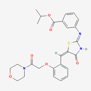 molecular formula C26H27N3O6S B13379130 propan-2-yl 3-[[(5E)-5-[[2-(2-morpholin-4-yl-2-oxoethoxy)phenyl]methylidene]-4-oxo-1,3-thiazol-2-yl]amino]benzoate 