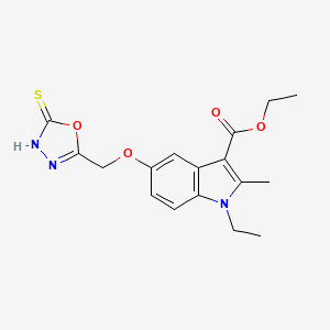 molecular formula C17H19N3O4S B13379131 ethyl 1-ethyl-2-methyl-5-[(5-sulfanyl-1,3,4-oxadiazol-2-yl)methoxy]-1H-indole-3-carboxylate 