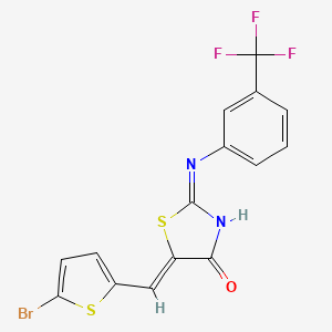 molecular formula C15H8BrF3N2OS2 B13379225 (5Z)-5-[(5-bromothiophen-2-yl)methylidene]-2-[3-(trifluoromethyl)anilino]-1,3-thiazol-4-one 