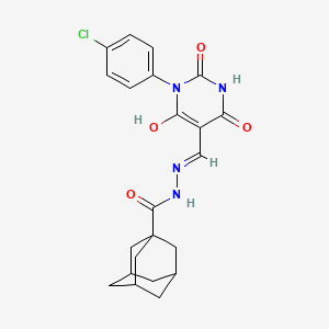 molecular formula C22H23ClN4O4 B13379238 N'-[(Z)-[1-(4-chlorophenyl)-2,4,6-trioxo-1,3-diazinan-5-ylidene]methyl]adamantane-1-carbohydrazide 