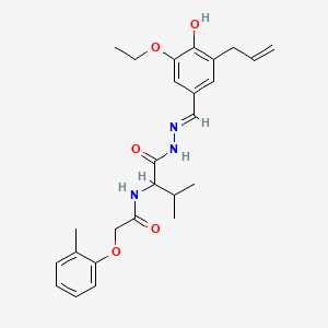 molecular formula C26H33N3O5 B13379254 N-[1-[2-[(E)-(3-ethoxy-4-oxo-5-prop-2-enylcyclohexa-2,5-dien-1-ylidene)methyl]hydrazinyl]-3-methyl-1-oxobutan-2-yl]-2-(2-methylphenoxy)acetamide 