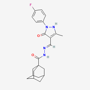 molecular formula C22H25FN4O2 B13379303 N'-[(Z)-[1-(4-fluorophenyl)-3-methyl-5-oxopyrazol-4-ylidene]methyl]adamantane-1-carbohydrazide 