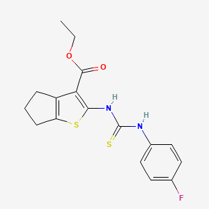 molecular formula C17H17FN2O2S2 B13379350 ethyl 2-[(4-fluorophenyl)carbamothioylamino]-5,6-dihydro-4H-cyclopenta[b]thiophene-3-carboxylate 