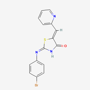 molecular formula C15H10BrN3OS B13379360 (5Z)-2-(4-bromoanilino)-5-(pyridin-2-ylmethylidene)-1,3-thiazol-4-one 