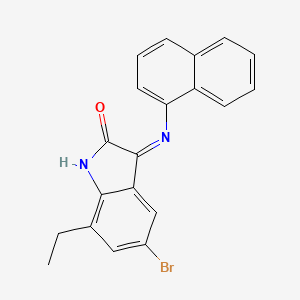 molecular formula C20H15BrN2O B13379399 5-Bromo-7-ethyl-3-(naphthalen-1-ylamino)indol-2-one 