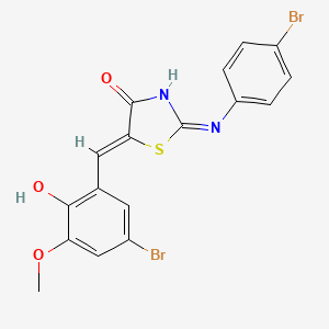 molecular formula C17H12Br2N2O3S B13379423 (5Z)-2-(4-bromoanilino)-5-[(5-bromo-2-hydroxy-3-methoxyphenyl)methylidene]-1,3-thiazol-4-one 