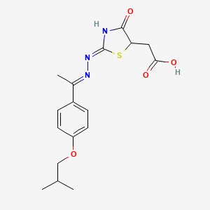 molecular formula C17H21N3O4S B13379475 (2-{[1-(4-Isobutoxyphenyl)ethylidene]hydrazono}-4-oxo-1,3-thiazolidin-5-yl)acetic acid 