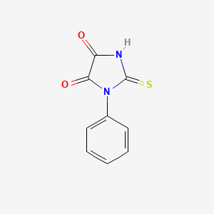 molecular formula C9H6N2O2S B13379496 1-Phenyl-2-thioxoimidazolidine-4,5-dione 