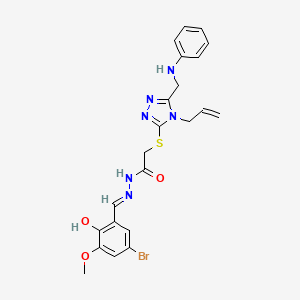 molecular formula C22H23BrN6O3S B13379497 2-{[4-allyl-5-(anilinomethyl)-4H-1,2,4-triazol-3-yl]sulfanyl}-N'-(5-bromo-2-hydroxy-3-methoxybenzylidene)acetohydrazide 