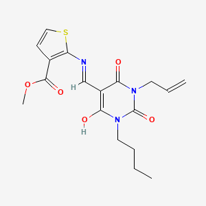 molecular formula C18H21N3O5S B13379517 methyl 2-{[(1-allyl-3-butyl-2,4,6-trioxotetrahydro-5(2H)-pyrimidinylidene)methyl]amino}-3-thiophenecarboxylate 