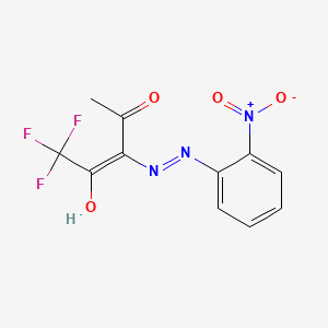 molecular formula C11H8F3N3O4 B13379520 1,1,1-Trifluoro-2,3,4-pentanetrione 3-({2-nitrophenyl}hydrazone) 