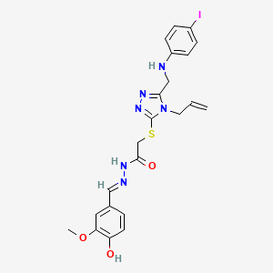 molecular formula C22H23IN6O3S B13379535 2-({4-allyl-5-[(4-iodoanilino)methyl]-4H-1,2,4-triazol-3-yl}sulfanyl)-N'-(4-hydroxy-3-methoxybenzylidene)acetohydrazide 