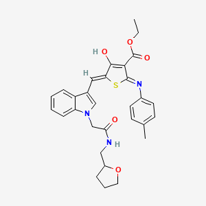 molecular formula C30H31N3O5S B13379536 ethyl 4-oxo-5-[(1-{2-oxo-2-[(tetrahydro-2-furanylmethyl)amino]ethyl}-1H-indol-3-yl)methylene]-2-(4-toluidino)-4,5-dihydro-3-thiophenecarboxylate 