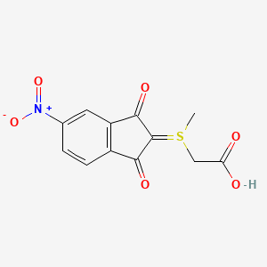 molecular formula C12H9NO6S B13379543 [{5-nitro-1,3-dioxo-2,3-dihydro-1H-inden-2-yl}(methyl)-lambda~4~-sulfanyl]acetic acid 