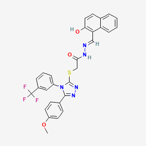 molecular formula C29H22F3N5O3S B13379563 N'-[(2-hydroxy-1-naphthyl)methylene]-2-({5-(4-methoxyphenyl)-4-[3-(trifluoromethyl)phenyl]-4H-1,2,4-triazol-3-yl}sulfanyl)acetohydrazide 