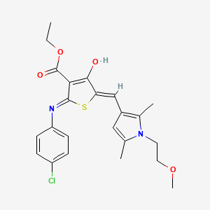 molecular formula C23H25ClN2O4S B13379592 ethyl 2-(4-chloroanilino)-5-{[1-(2-methoxyethyl)-2,5-dimethyl-1H-pyrrol-3-yl]methylene}-4-oxo-4,5-dihydro-3-thiophenecarboxylate 