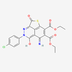 molecular formula C21H16ClN3O6S B13379608 diethyl 4-amino-2-(4-chlorophenyl)-3,8-dioxo-2,8-dihydro-3H-thieno[4,3,2-de]phthalazine-5,6-dicarboxylate 