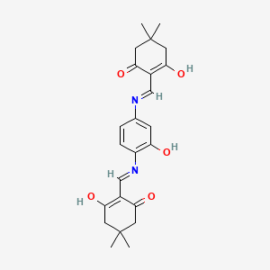 molecular formula C24H28N2O5 B13379613 2-[(4-{[(4,4-Dimethyl-2,6-dioxocyclohexylidene)methyl]amino}-2-hydroxyanilino)methylene]-5,5-dimethyl-1,3-cyclohexanedione 
