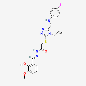 molecular formula C22H23IN6O3S B13379675 2-({4-allyl-5-[(4-iodoanilino)methyl]-4H-1,2,4-triazol-3-yl}sulfanyl)-N'-(2-hydroxy-3-methoxybenzylidene)acetohydrazide 