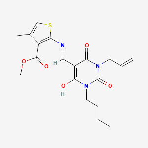 molecular formula C19H23N3O5S B13379699 methyl 2-{[(1-allyl-3-butyl-2,4,6-trioxotetrahydro-5(2H)-pyrimidinylidene)methyl]amino}-4-methyl-3-thiophenecarboxylate 