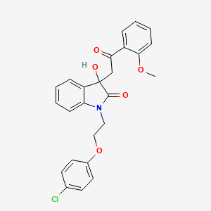 molecular formula C25H22ClNO5 B13379816 1-[2-(4-chlorophenoxy)ethyl]-3-hydroxy-3-[2-(2-methoxyphenyl)-2-oxoethyl]-1,3-dihydro-2H-indol-2-one 
