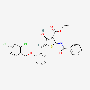 molecular formula C28H21Cl2NO5S B13379858 Ethyl 2-(benzoylamino)-5-{2-[(2,4-dichlorobenzyl)oxy]benzylidene}-4-oxo-4,5-dihydro-3-thiophenecarboxylate 