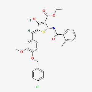 molecular formula C30H26ClNO6S B13379911 Ethyl 5-{4-[(4-chlorobenzyl)oxy]-3-methoxybenzylidene}-2-[(2-methylbenzoyl)amino]-4-oxo-4,5-dihydro-3-thiophenecarboxylate 