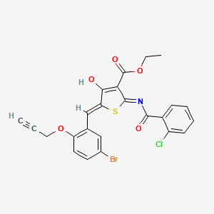 molecular formula C24H17BrClNO5S B13379916 Ethyl 5-[5-bromo-2-(2-propynyloxy)benzylidene]-2-[(2-chlorobenzoyl)amino]-4-oxo-4,5-dihydro-3-thiophenecarboxylate 