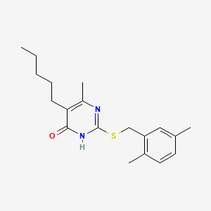 molecular formula C19H26N2OS B13379917 2-[(2,5-dimethylphenyl)methylsulfanyl]-6-methyl-5-pentyl-1H-pyrimidin-4-one 