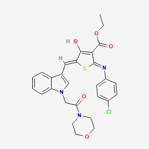 molecular formula C28H26ClN3O5S B13379920 ethyl 2-(4-chloroanilino)-5-({1-[2-(4-morpholinyl)-2-oxoethyl]-1H-indol-3-yl}methylene)-4-oxo-4,5-dihydro-3-thiophenecarboxylate 