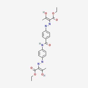molecular formula C25H27N5O7 B13379952 Ethyl 2-({4-[(4-{2-[1-(ethoxycarbonyl)-2-oxopropylidene]hydrazino}anilino)carbonyl]phenyl}hydrazono)-3-oxobutanoate 