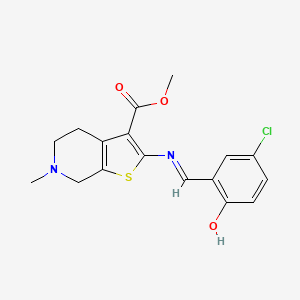 molecular formula C17H17ClN2O3S B13379988 methyl 2-{[(E)-(5-chloro-2-hydroxyphenyl)methylidene]amino}-6-methyl-4,5,6,7-tetrahydrothieno[2,3-c]pyridine-3-carboxylate 