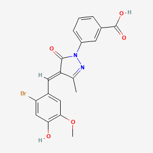 molecular formula C19H15BrN2O5 B13379994 3-[4-(2-bromo-4-hydroxy-5-methoxybenzylidene)-3-methyl-5-oxo-4,5-dihydro-1H-pyrazol-1-yl]benzoic acid 