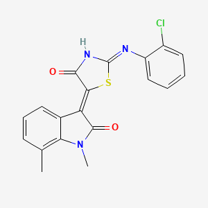 molecular formula C19H14ClN3O2S B13380009 (5Z)-2-(2-chloroanilino)-5-(1,7-dimethyl-2-oxoindol-3-ylidene)-1,3-thiazol-4-one 