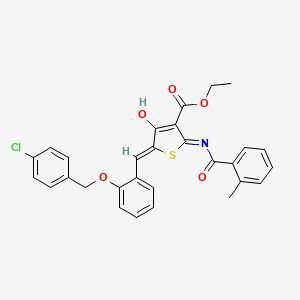 molecular formula C29H24ClNO5S B13380010 Ethyl 5-{2-[(4-chlorobenzyl)oxy]benzylidene}-2-[(2-methylbenzoyl)amino]-4-oxo-4,5-dihydro-3-thiophenecarboxylate 