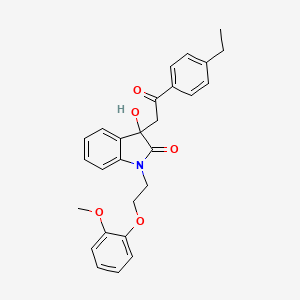 molecular formula C27H27NO5 B13380037 3-[2-(4-ethylphenyl)-2-oxoethyl]-3-hydroxy-1-[2-(2-methoxyphenoxy)ethyl]-1,3-dihydro-2H-indol-2-one 