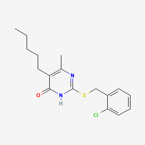 molecular formula C17H21ClN2OS B13380042 2-[(2-chlorophenyl)methylsulfanyl]-6-methyl-5-pentyl-1H-pyrimidin-4-one 