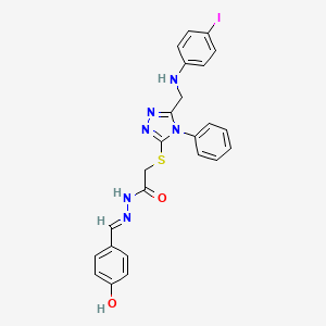 molecular formula C24H21IN6O2S B13380058 N'-(4-hydroxybenzylidene)-2-({5-[(4-iodoanilino)methyl]-4-phenyl-4H-1,2,4-triazol-3-yl}sulfanyl)acetohydrazide 